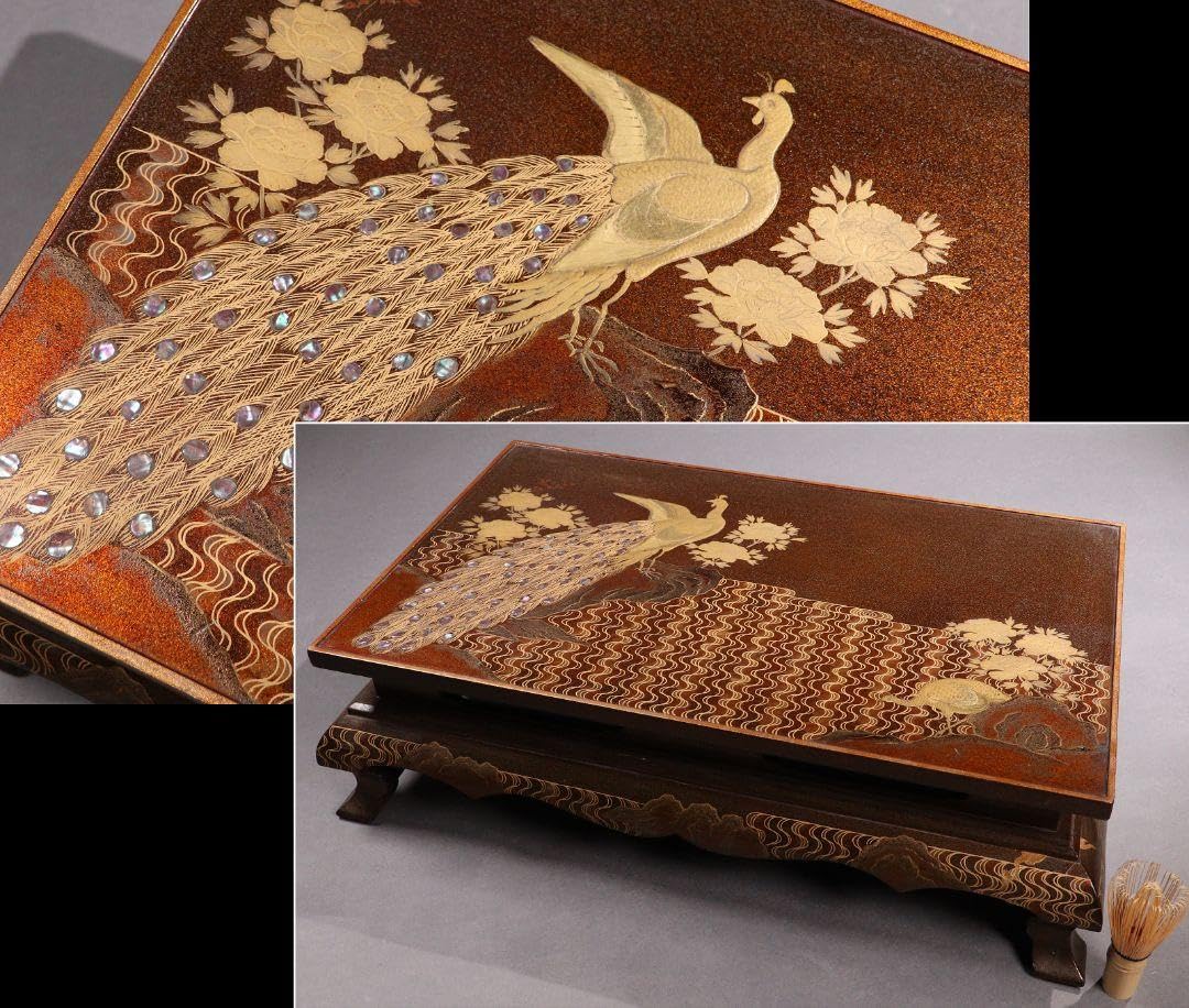 CE34 時代螺鈿総梨地極上金蒔絵 孔雀 平卓飾台花台経台高蒔絵輪島加賀木製漆芸 Amazon.co.jp: CE34 時代螺鈿総梨地極上金蒔絵 孔雀 平卓飾台